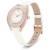 Crystalline Aura Watch Swiss Made, Leather Strap, White, Rose Gold-Tone Finish Crystalline Aura Watch Swiss Made, Leather Strap, White, Rose Gold-Tone Finish