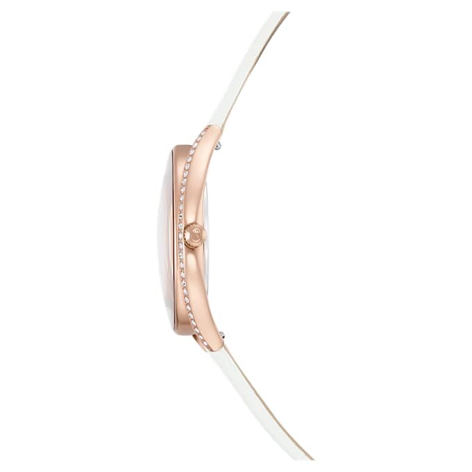 Crystalline Aura Watch Swiss Made, Leather Strap, White, Rose Gold-Tone Finish Crystalline Aura Watch Swiss Made, Leather Strap, White, Rose Gold-Tone Finish