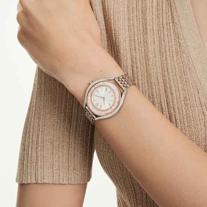 Crystalline Aura Watch Swiss Made, Metal Bracelet, Rose Gold Tone, Mixed Metal Finish Crystalline Aura Watch Swiss Made, Metal Bracelet, Rose Gold Tone, Mixed Metal Finish
