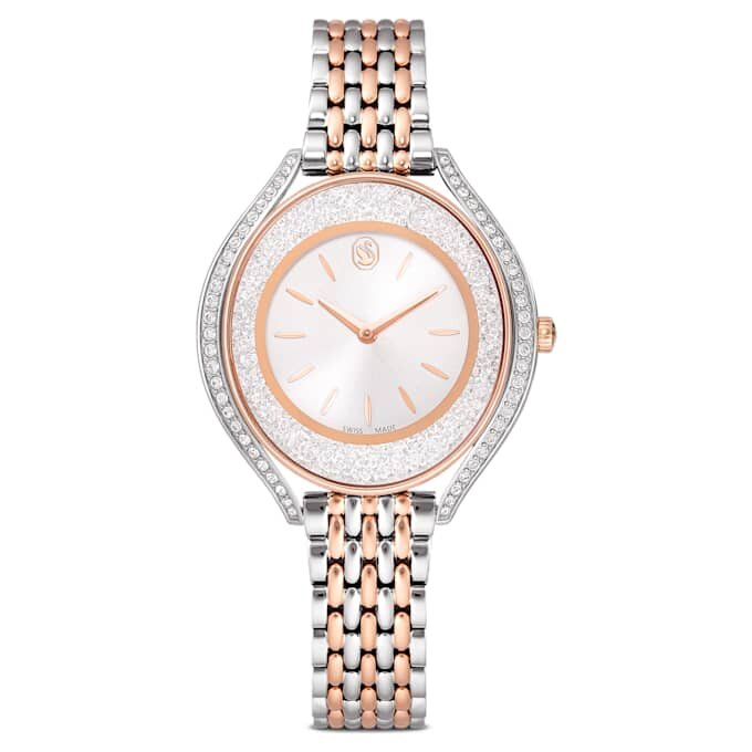 Crystalline Aura Watch Swiss Made, Metal Bracelet, Rose Gold Tone, Mixed Metal Finish Crystalline Aura Watch Swiss Made, Metal Bracelet, Rose Gold Tone, Mixed Metal Finish