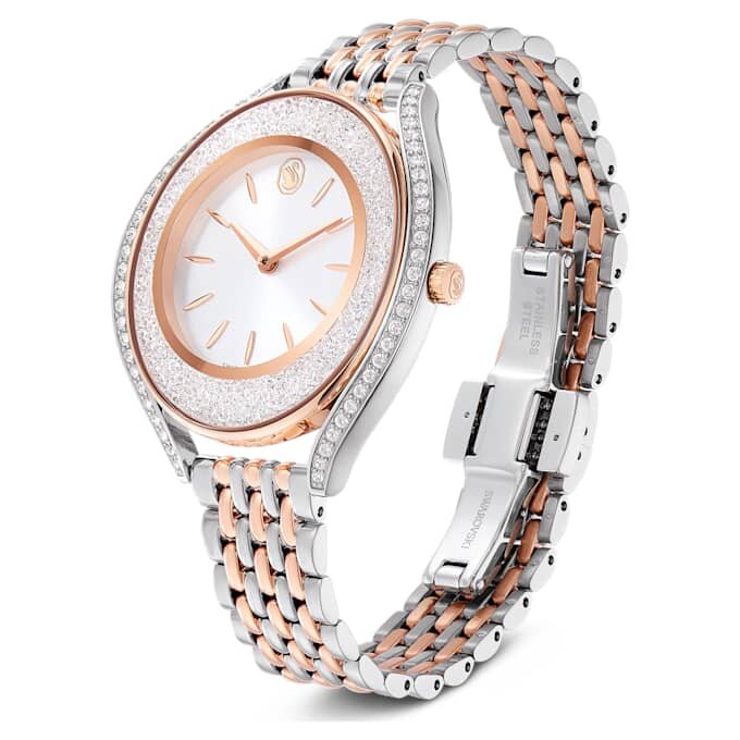 Crystalline Aura Watch Swiss Made, Metal Bracelet, Rose Gold Tone, Mixed Metal Finish Crystalline Aura Watch Swiss Made, Metal Bracelet, Rose Gold Tone, Mixed Metal Finish