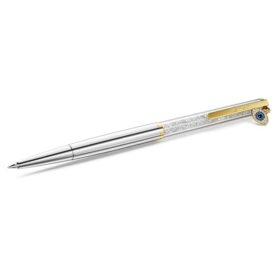 Crystalline Ballpoint Pen Evil Eye, Gold Tone, Mixed Metal Finish