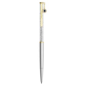 Crystalline Ballpoint Pen Evil Eye, Gold Tone, Mixed Metal Finish