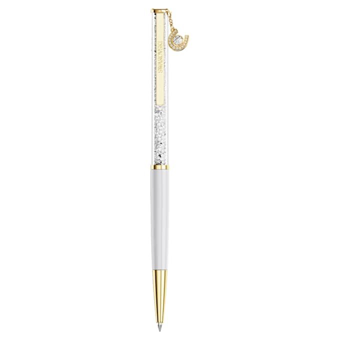 Crystalline Ballpoint Pen Horse Shoe, White, White Lacquered, Gold-Tone Plated Crystalline Ballpoint Pen Horse Shoe, White, White Lacquered, Gold-Tone Plated