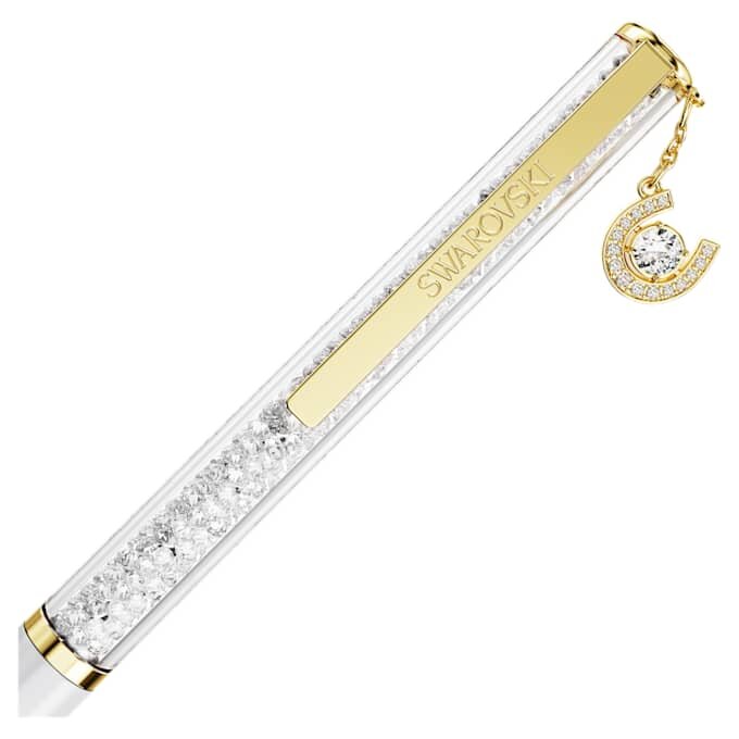 Crystalline Ballpoint Pen Horse Shoe, White, White Lacquered, Gold-Tone Plated Crystalline Ballpoint Pen Horse Shoe, White, White Lacquered, Gold-Tone Plated