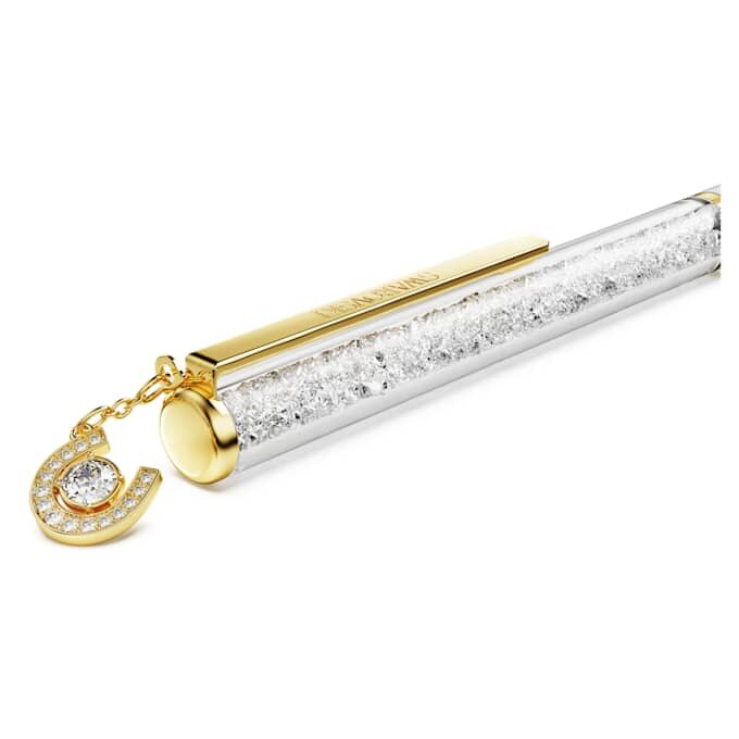 Crystalline Ballpoint Pen Horse Shoe, White, White Lacquered, Gold-Tone Plated Crystalline Ballpoint Pen Horse Shoe, White, White Lacquered, Gold-Tone Plated