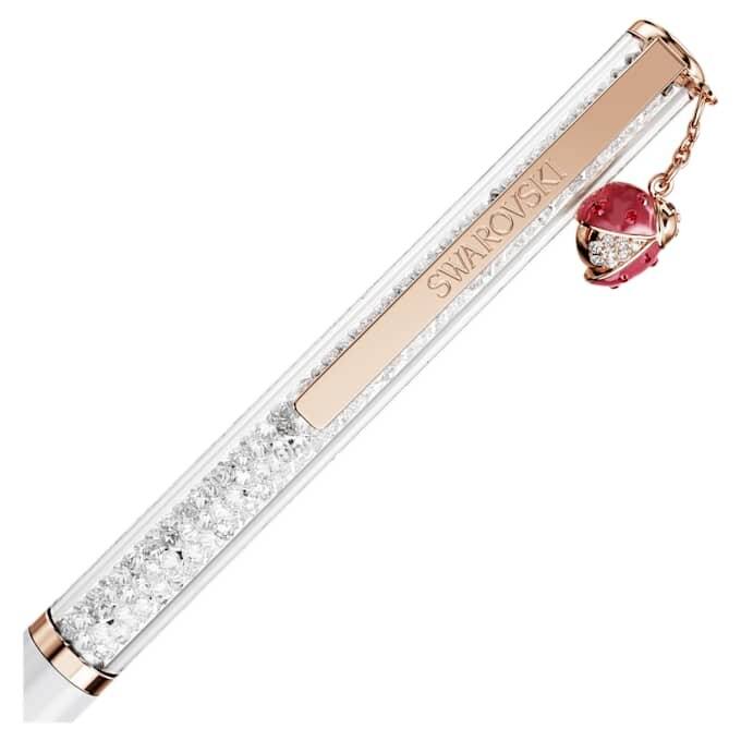 Crystalline Ballpoint Pen Ladybug, White, Red Lacquered, Rose Gold-Tone Plated Crystalline Ballpoint Pen Ladybug, White, Red Lacquered, Rose Gold-Tone Plated