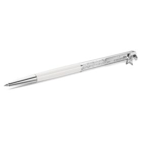 Crystalline Ballpoint Pen White, White Lacquered, Chrome Plated