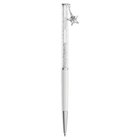 Crystalline Ballpoint Pen White, White Lacquered, Chrome Plated