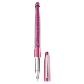 Crystalline Rollerball Pen Pink, Chrome Plated
