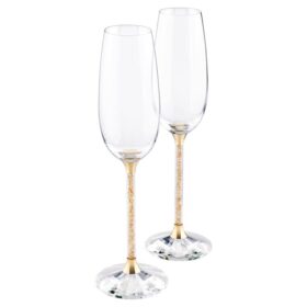 Crystalline Toasting Flutes Gold Tone (Set Of 2)