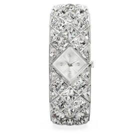 Curiosa Bangle Watch Crystal Bracelet, Silver Tone, Stainless Steel