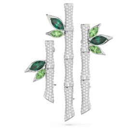 Dellium Brooch Bamboo, Green, Rhodium Plated