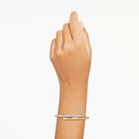 Dextera Bangle Magnetic Closure, White, Gold-Tone Plated
