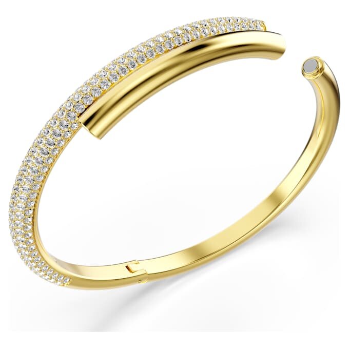 Dextera Bangle Magnetic Closure, White, Gold-Tone Plated Dextera Bangle Magnetic Closure, White, Gold-Tone Plated