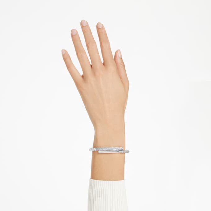 Dextera Bangle Magnetic Closure, White, Rhodium Plated Dextera Bangle Magnetic Closure, White, Rhodium Plated
