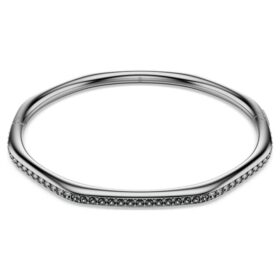 Dextera Bangle Octagon Shape, Round Cut, White, Ruthenium Plated