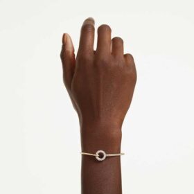 Dextera Bangle Round Cut, White, Gold-Tone Plated