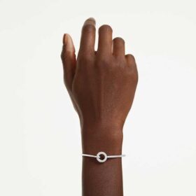 Dextera Bangle Round Cut, White, Rhodium Plated