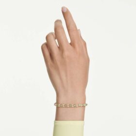 Dextera Bracelet Round Cut, Green, Gold-Tone Finish