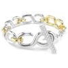 Dextera Bracelet Round Cut, T-Bar, White, Mixed Metal Finish Dextera Bracelet Round Cut, T-Bar, White, Mixed Metal Finish