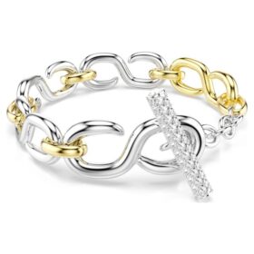 Dextera Bracelet Round Cut, T-Bar, White, Mixed Metal Finish