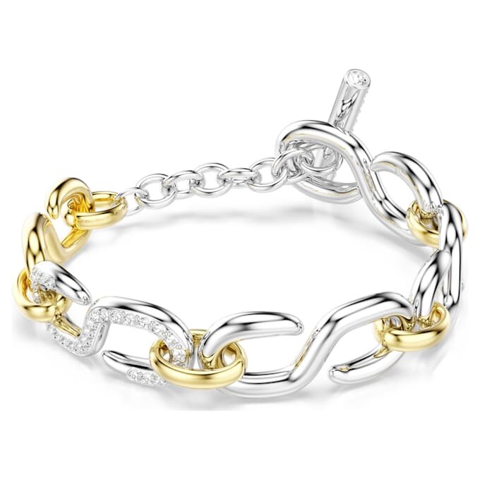 Dextera Bracelet Round Cut, T-Bar, White, Mixed Metal Finish Dextera Bracelet Round Cut, T-Bar, White, Mixed Metal Finish