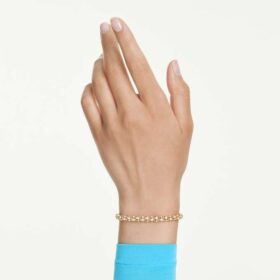 Dextera Bracelet Round Cut, White, Gold-Tone Finish