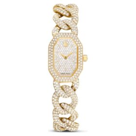 Dextera Chain Watch Swiss Made, Crystal Bracelet, Gold Tone, Gold-Tone Finish
