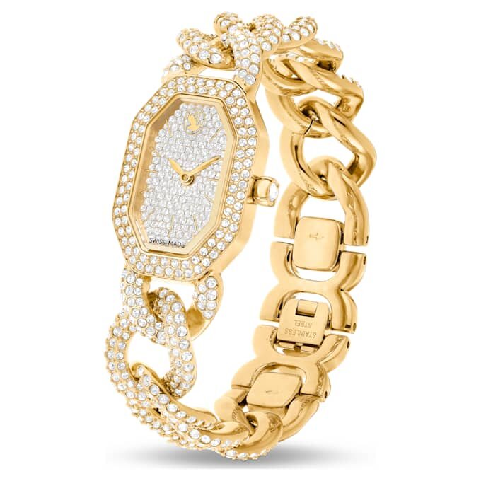 Dextera Chain Watch Swiss Made, Crystal Bracelet, Gold Tone, Gold-Tone Finish Dextera Chain Watch Swiss Made, Crystal Bracelet, Gold Tone, Gold-Tone Finish