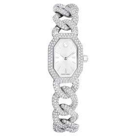 Dextera Chain Watch Swiss Made, Crystal Bracelet, Silver Tone, Stainless Steel