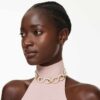 Dextera Choker Round Cut, White, Gold-Tone Plated Dextera Choker Round Cut, White, Gold-Tone Plated
