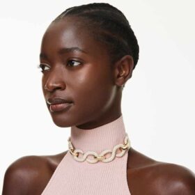 Dextera Choker Round Cut, White, Gold-Tone Plated