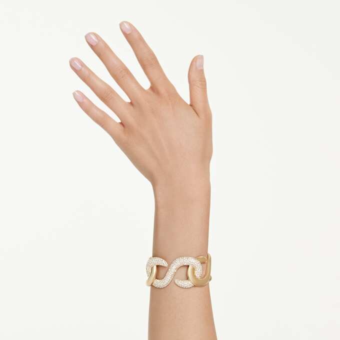 Dextera Cuff Round Cut, White, Gold-Tone Plated Dextera Cuff Round Cut, White, Gold-Tone Plated