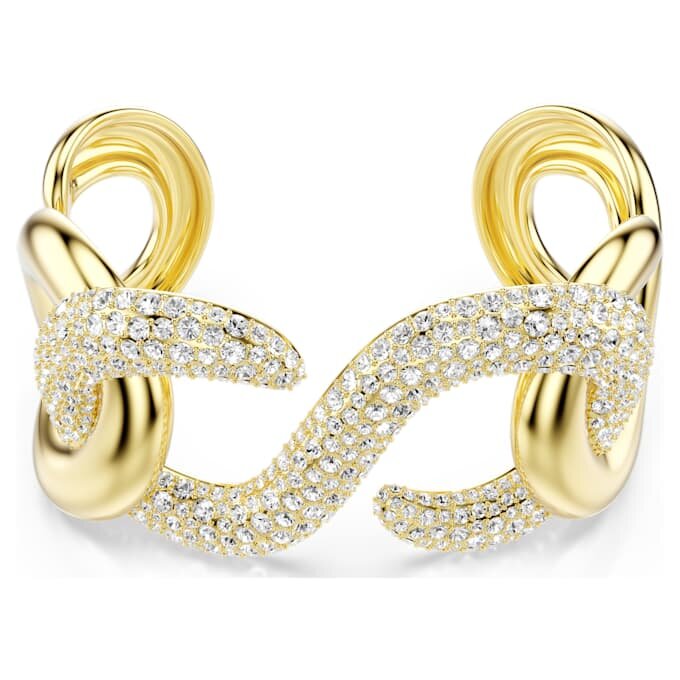 Dextera Cuff Round Cut, White, Gold-Tone Plated Dextera Cuff Round Cut, White, Gold-Tone Plated