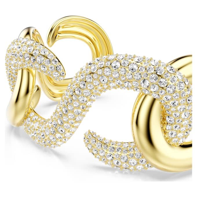 Dextera Cuff Round Cut, White, Gold-Tone Plated Dextera Cuff Round Cut, White, Gold-Tone Plated