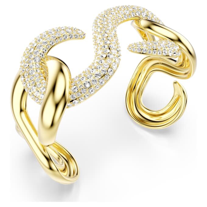 Dextera Cuff Round Cut, White, Gold-Tone Plated Dextera Cuff Round Cut, White, Gold-Tone Plated