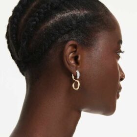 Dextera Earrings Round Cut, White, Mixed Metal Finish Dextera Earrings Round Cut, White, Mixed Metal Finish