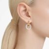 Dextera Hoop Earrings Asymmetrical Design, Interlocking Loop, White, Gold-Tone Plated Dextera Hoop Earrings Asymmetrical Design, Interlocking Loop, White, Gold-Tone Plated