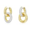 Dextera Hoop Earrings Asymmetrical Design, Interlocking Loop, White, Gold-Tone Plated Dextera Hoop Earrings Asymmetrical Design, Interlocking Loop, White, Gold-Tone Plated