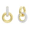 Dextera Hoop Earrings Asymmetrical Design, Interlocking Loop, White, Gold-Tone Plated Dextera Hoop Earrings Asymmetrical Design, Interlocking Loop, White, Gold-Tone Plated