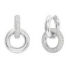 Dextera Hoop Earrings Asymmetrical Design, Interlocking Loop, White, Rhodium Plated Dextera Hoop Earrings Asymmetrical Design, Interlocking Loop, White, Rhodium Plated