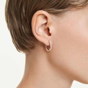 Dextera Hoop Earrings Octagon Shape, Round Cut, Small, White, Rose Gold-Tone Plated Dextera Hoop Earrings Octagon Shape, Round Cut, Small, White, Rose Gold-Tone Plated