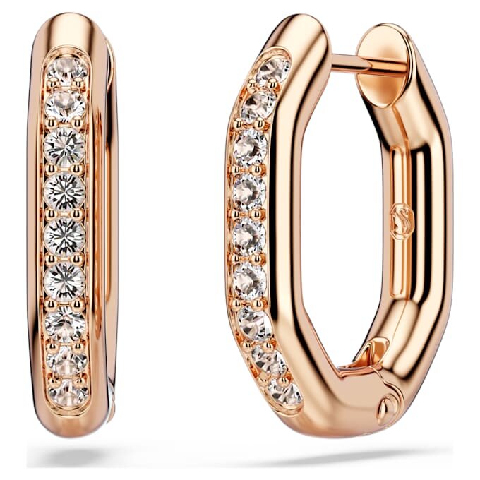 Dextera Hoop Earrings Octagon Shape, Round Cut, Small, White, Rose Gold-Tone Plated Dextera Hoop Earrings Octagon Shape, Round Cut, Small, White, Rose Gold-Tone Plated