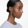 Dextera Hoop Earrings Pavé, Large, White, Rhodium Plated Dextera Hoop Earrings Pavé, Large, White, Rhodium Plated