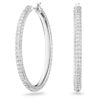 Dextera Hoop Earrings Pavé, Large, White, Rhodium Plated Dextera Hoop Earrings Pavé, Large, White, Rhodium Plated