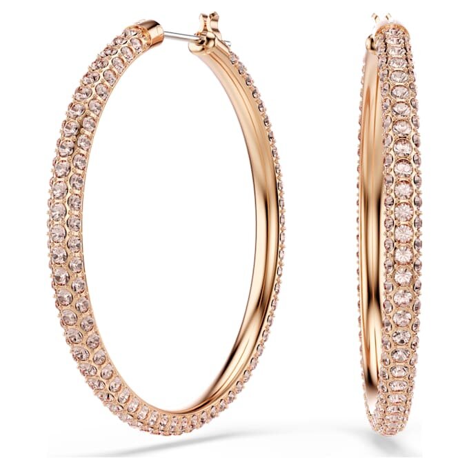 Dextera Hoop Earrings Pavé, Large, White, Rose Gold-Tone Plated Dextera Hoop Earrings Pavé, Large, White, Rose Gold-Tone Plated