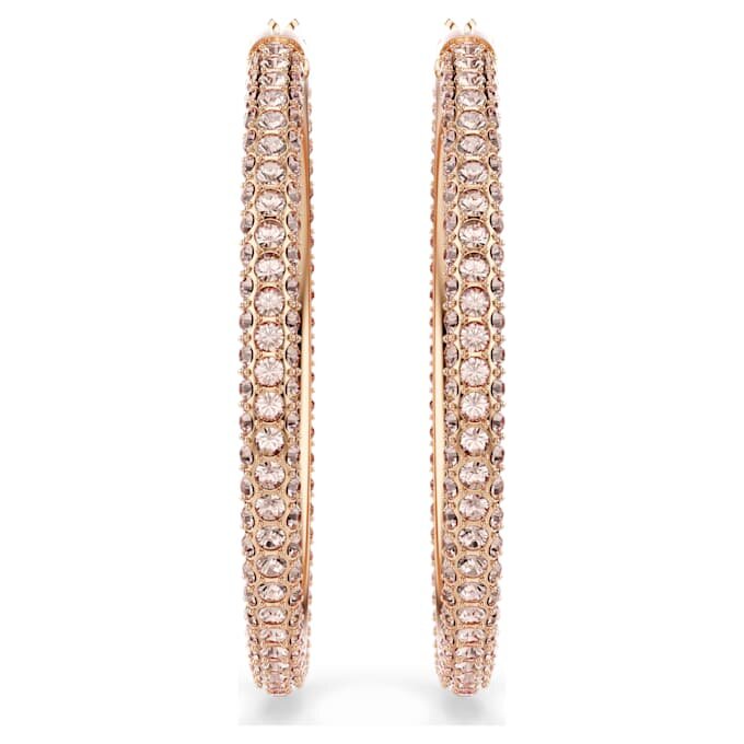 Dextera Hoop Earrings Pavé, Large, White, Rose Gold-Tone Plated Dextera Hoop Earrings Pavé, Large, White, Rose Gold-Tone Plated