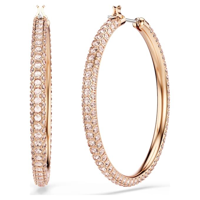 Dextera Hoop Earrings Pavé, Large, White, Rose Gold-Tone Plated Dextera Hoop Earrings Pavé, Large, White, Rose Gold-Tone Plated