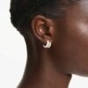 Dextera Hoop Earrings Round Cut, Mini, White, Gold-Tone Plated Dextera Hoop Earrings Round Cut, Mini, White, Gold-Tone Plated